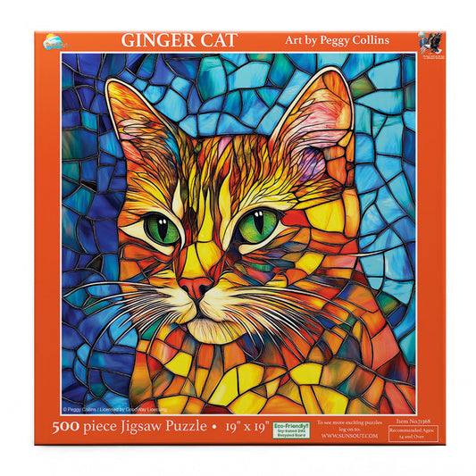 Stained Glass Ginger Cat 500 pc  Jigsaw Puzzle 71368