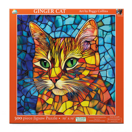 Stained Glass Ginger Cat 500 pc  Jigsaw Puzzle 71368