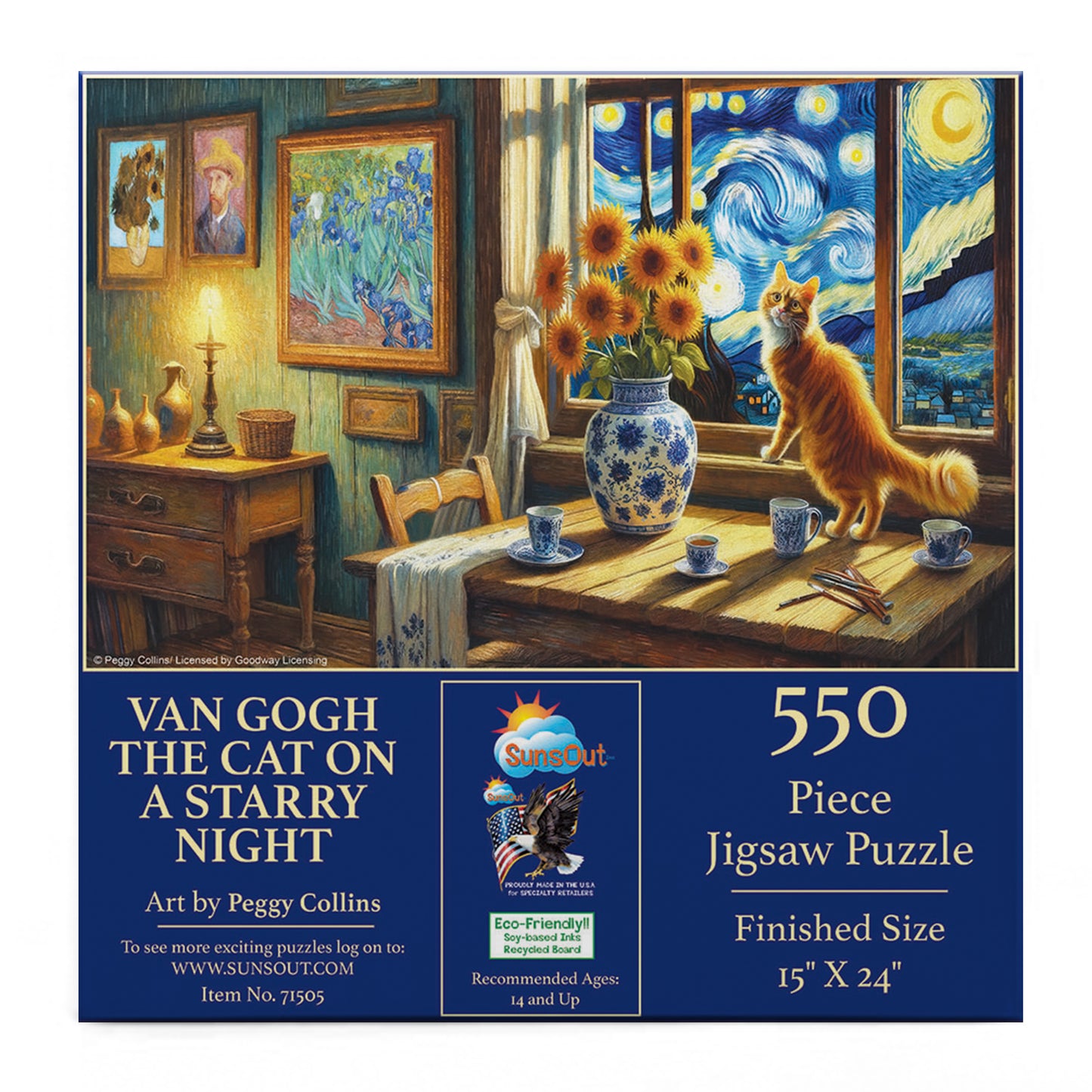 Van Gogh the Cat on a Starry Night 550 pc  Jigsaw Puzzle 71505