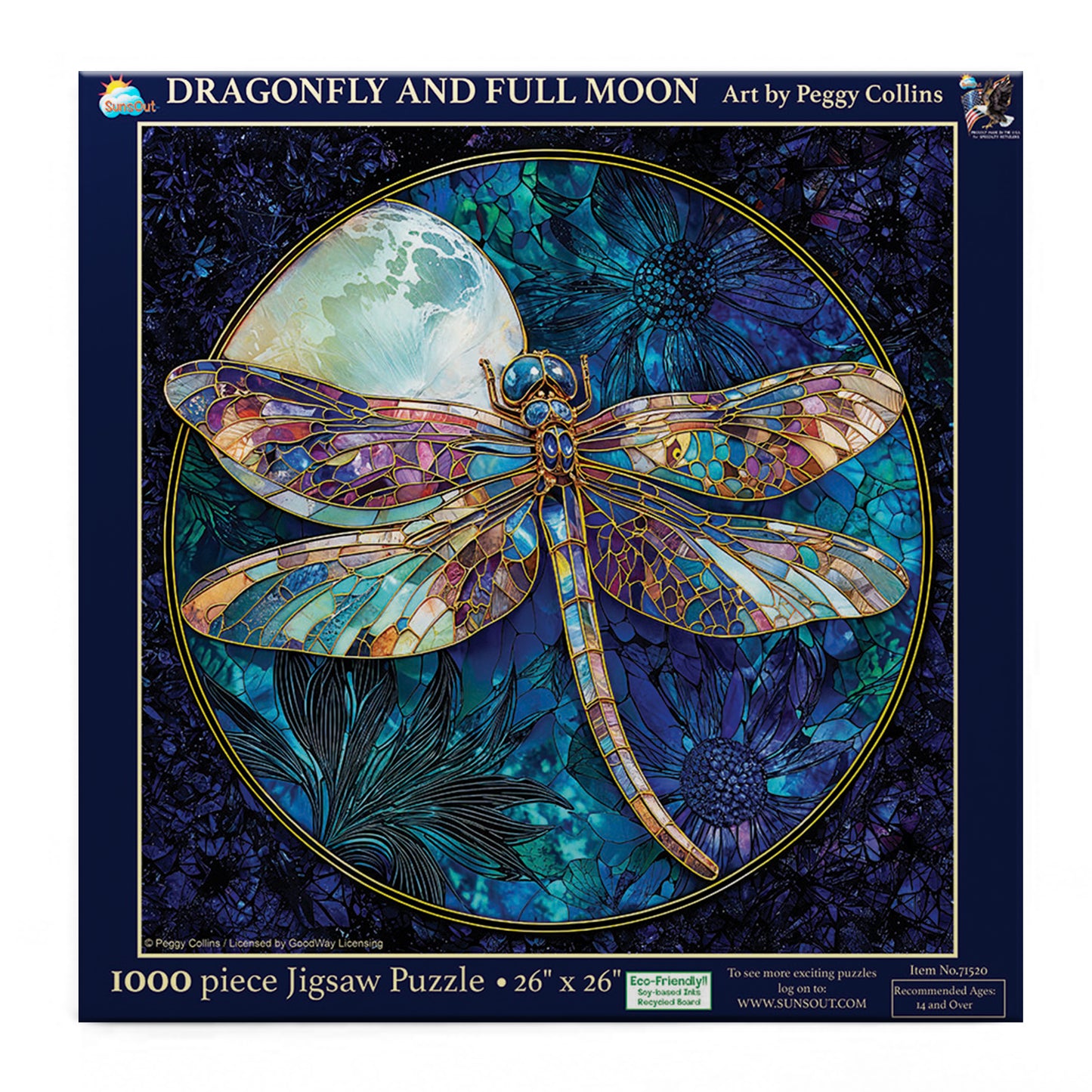 Dragonfly and Full Moon 1000 pc  Jigsaw Puzzle 71520