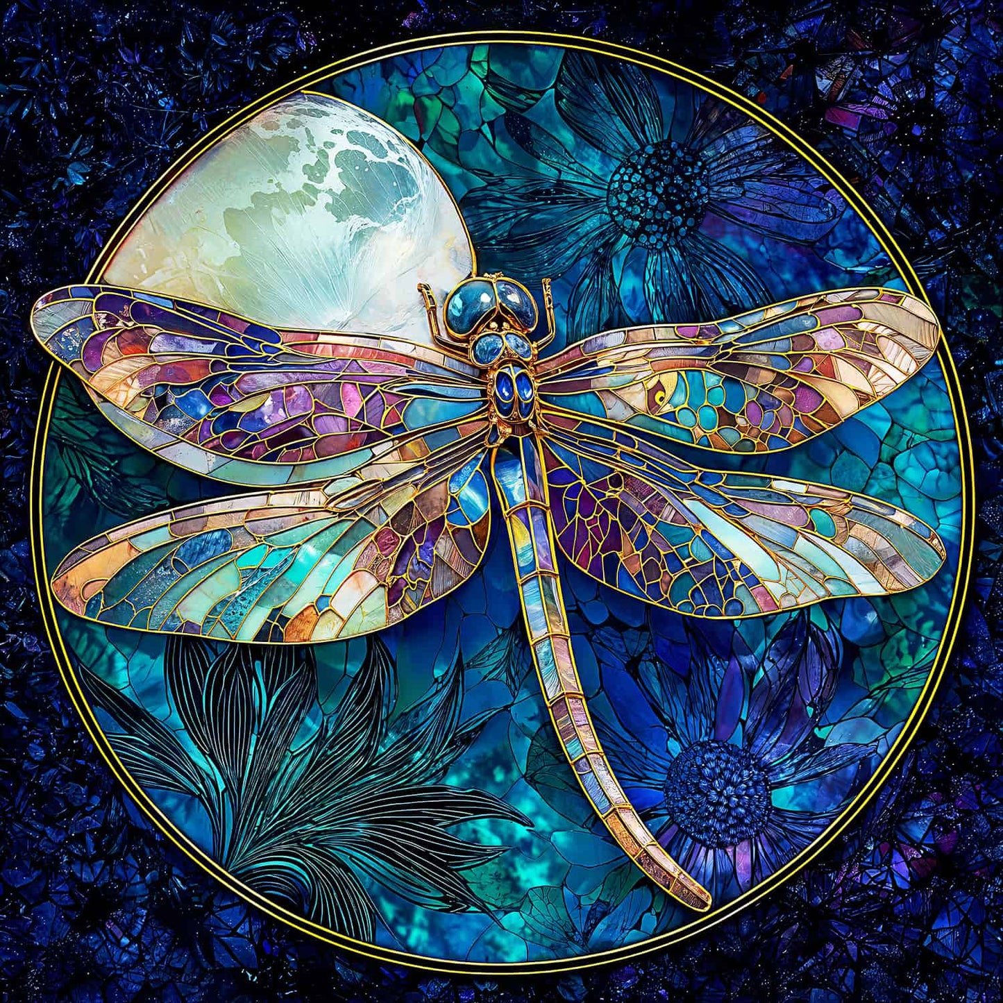 Dragonfly and Full Moon 1000 pc  Jigsaw Puzzle 71520