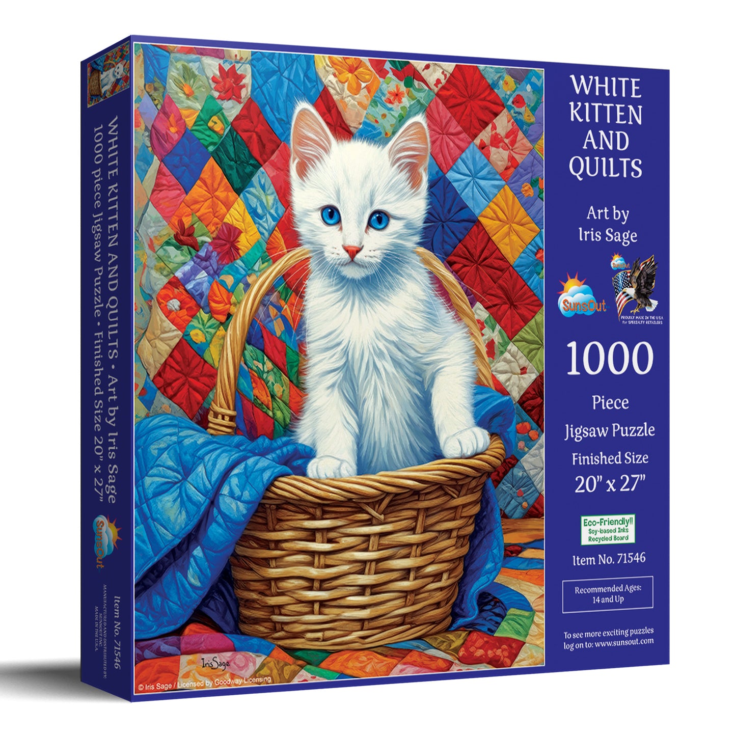 White Kitten and Quilts 1000 pc  Jigsaw Puzzle 71546