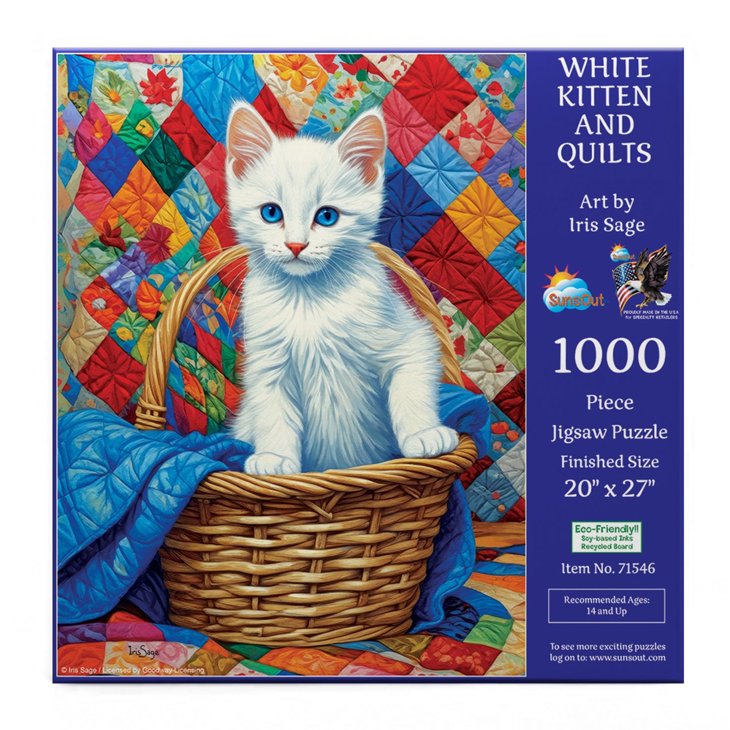White Kitten and Quilts 1000 pc  Jigsaw Puzzle 71546