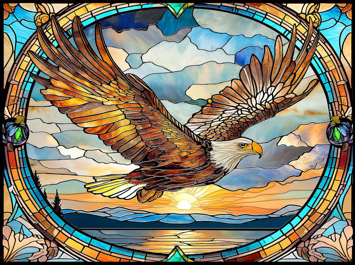 Stained Glass Flying Eagle 1000 pc  Jigsaw Puzzle 71828