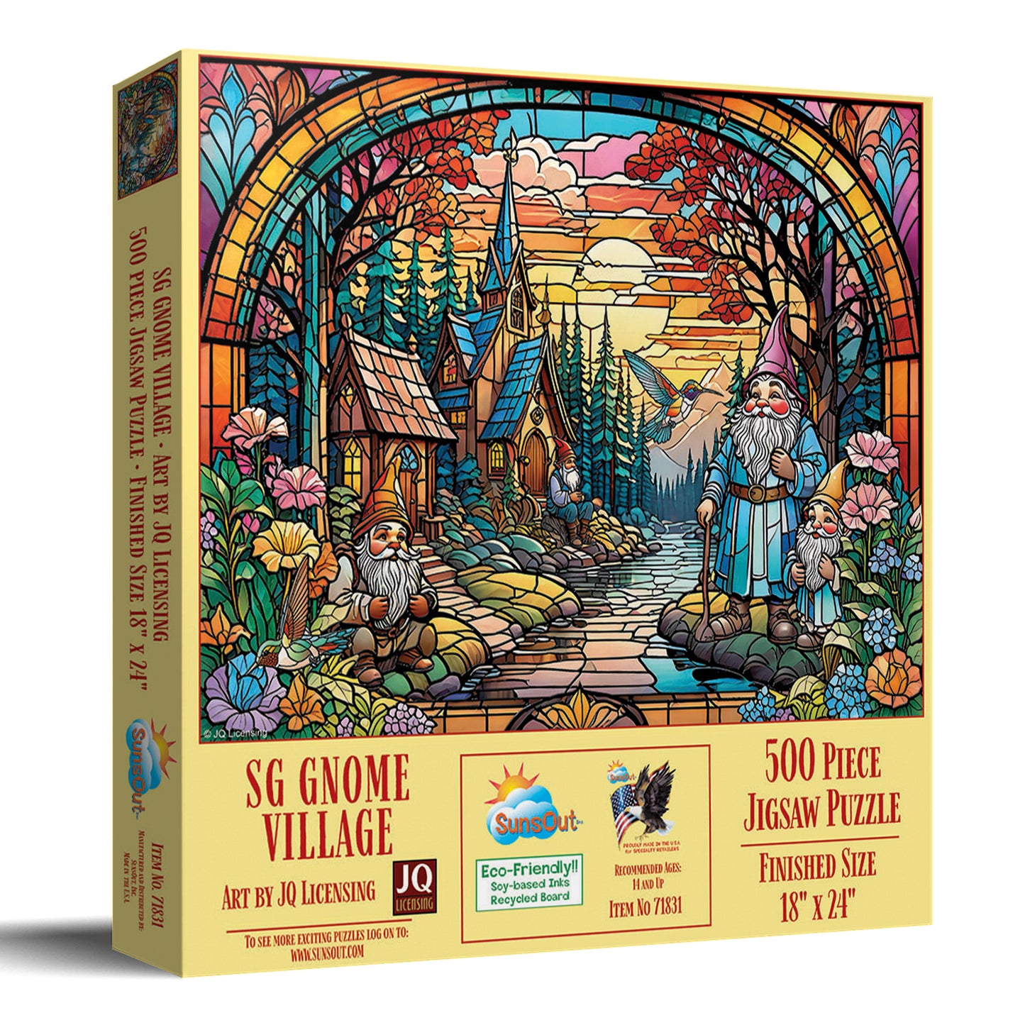 Stained Glass Gnome Village 500 pc  Jigsaw Puzzle 71831