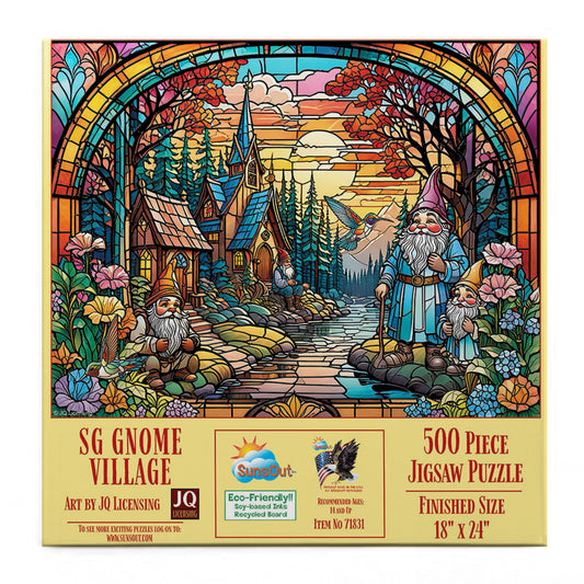 Stained Glass Gnome Village 500 pc  Jigsaw Puzzle 71831