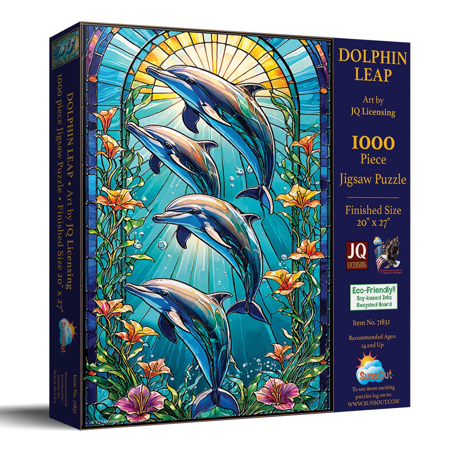 Dolphin Leap Stained Glass 1000 pc  Jigsaw Puzzle 71832