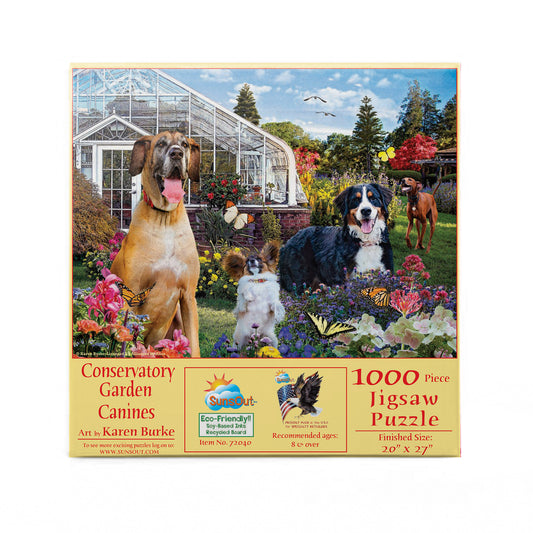 Conservatory Garden Canines 1000 pc  Jigsaw Puzzle 72040
