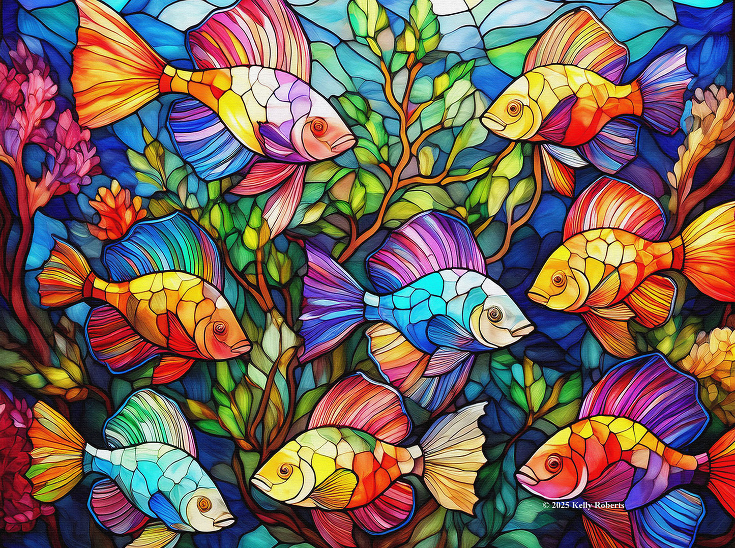 Beta Fish Stained Glass 1000 pc  Jigsaw Puzzle 73113