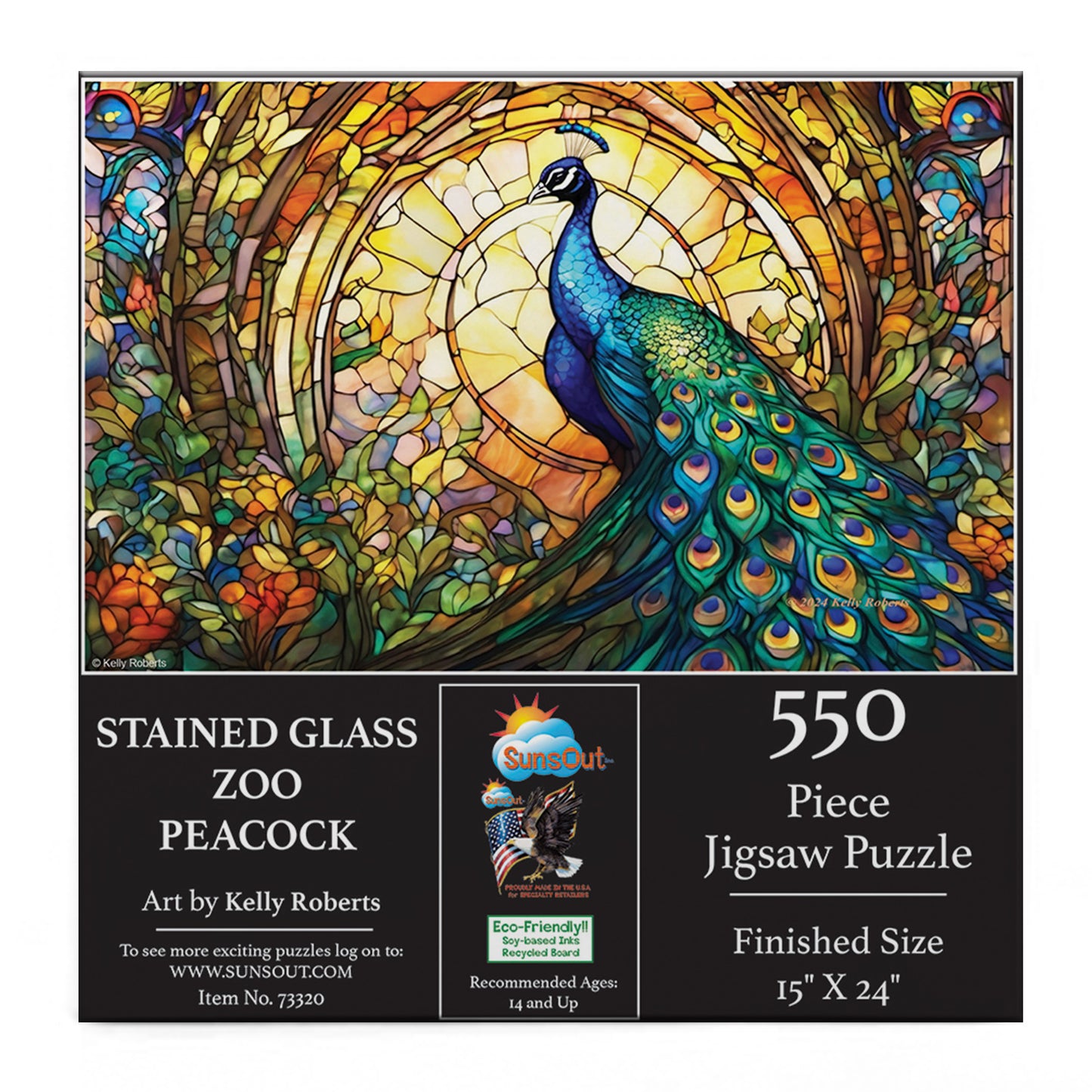 Stained Glass Zoo Peacock 550 pc  Jigsaw Puzzle 73320