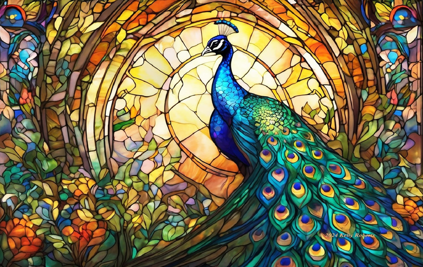 Stained Glass Zoo Peacock 550 pc  Jigsaw Puzzle 73320