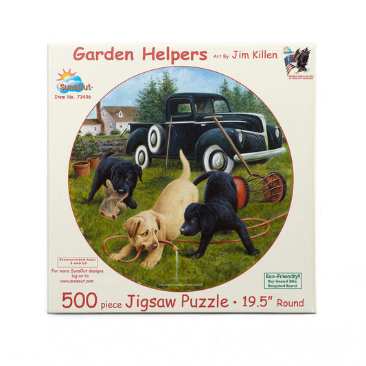 Garden Helpers 500 pc Round Jigsaw Puzzle 73436