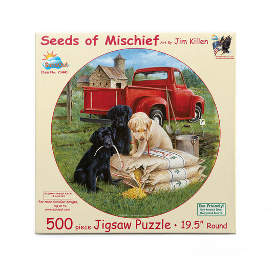 Seeds of Mischief 500 pc Round Jigsaw Puzzle 73441