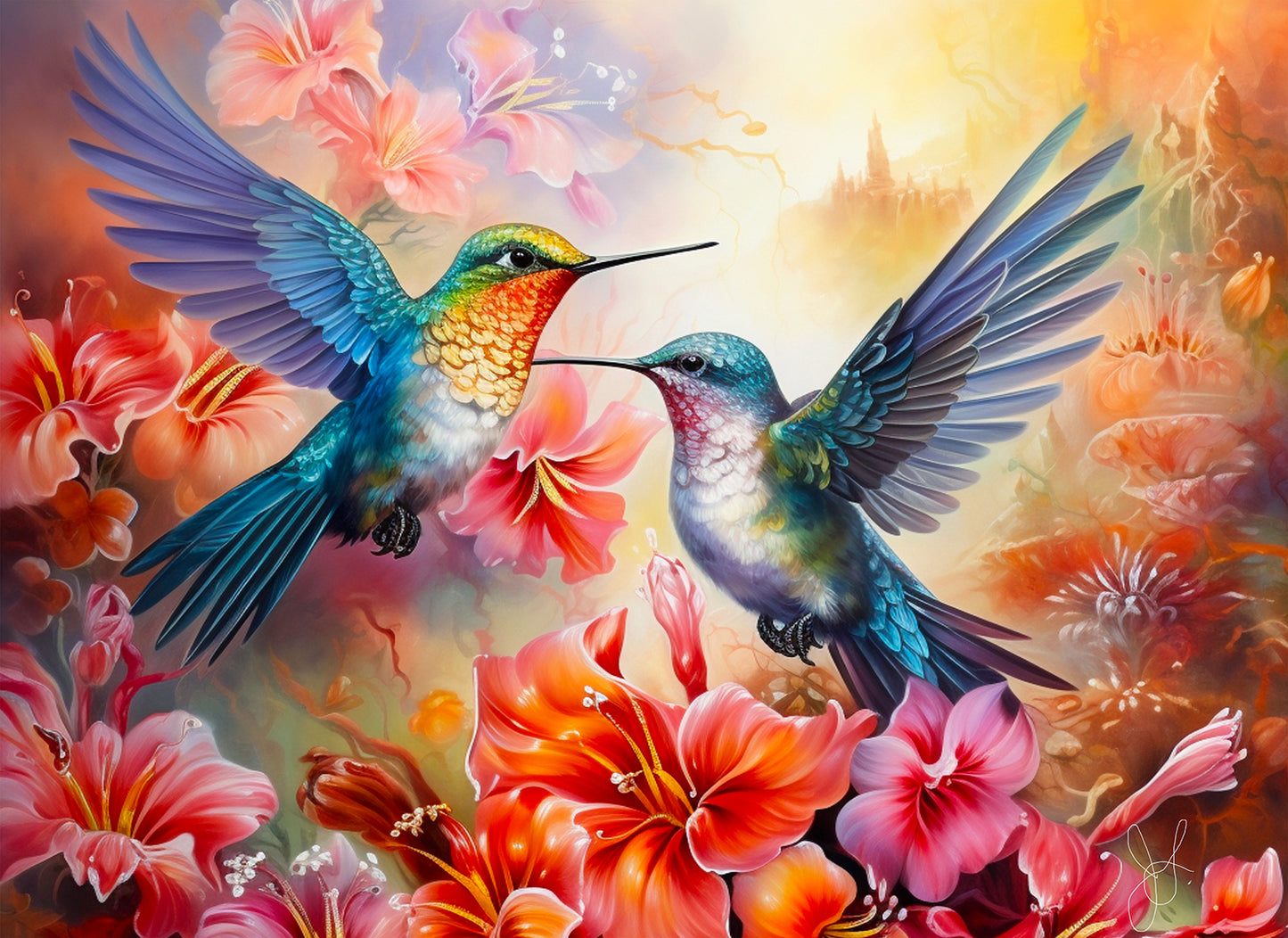 Hummingbird Love 500 pc Large Pieces Jigsaw Puzzle 77015