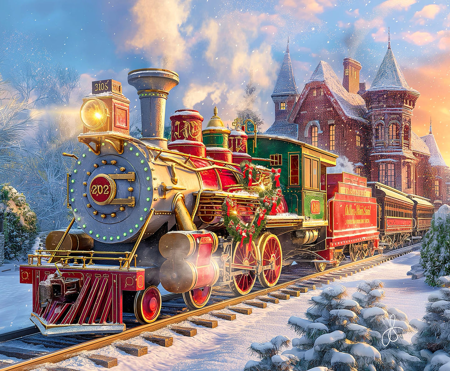 Christmas Train Ride 1000 pc  Jigsaw Puzzle 77057