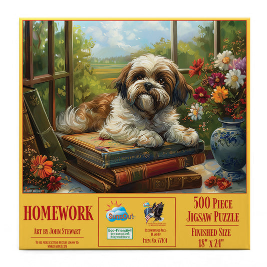 Homework Shih Tzu 500 pc  Jigsaw Puzzle 77101
