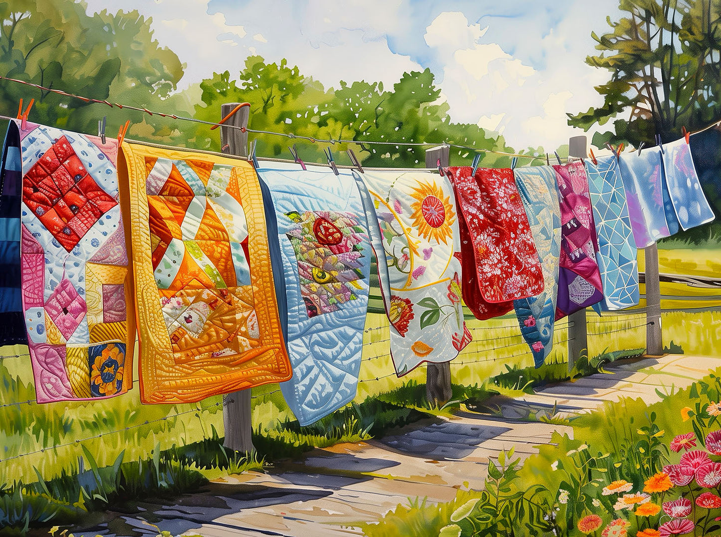 Quilts on the Line 1000 pc  Jigsaw Puzzle 77112