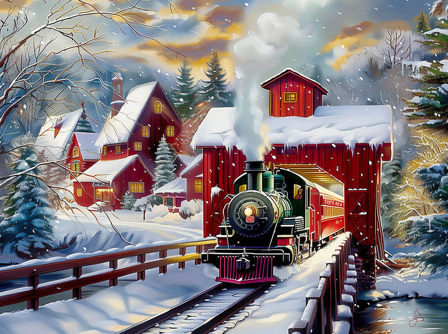 Winter Creek Bridge 1000 pc  Jigsaw Puzzle 77130