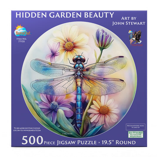 Hidden Garden Beauty 500 pc Round Jigsaw Puzzle 77135