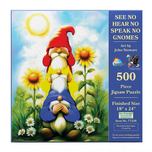 See no hear no speak no gnomes 500 pc  Jigsaw Puzzle 77248