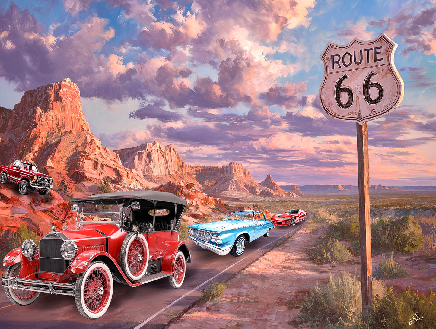Line Up on Route 66 500 pc  Jigsaw Puzzle 77258