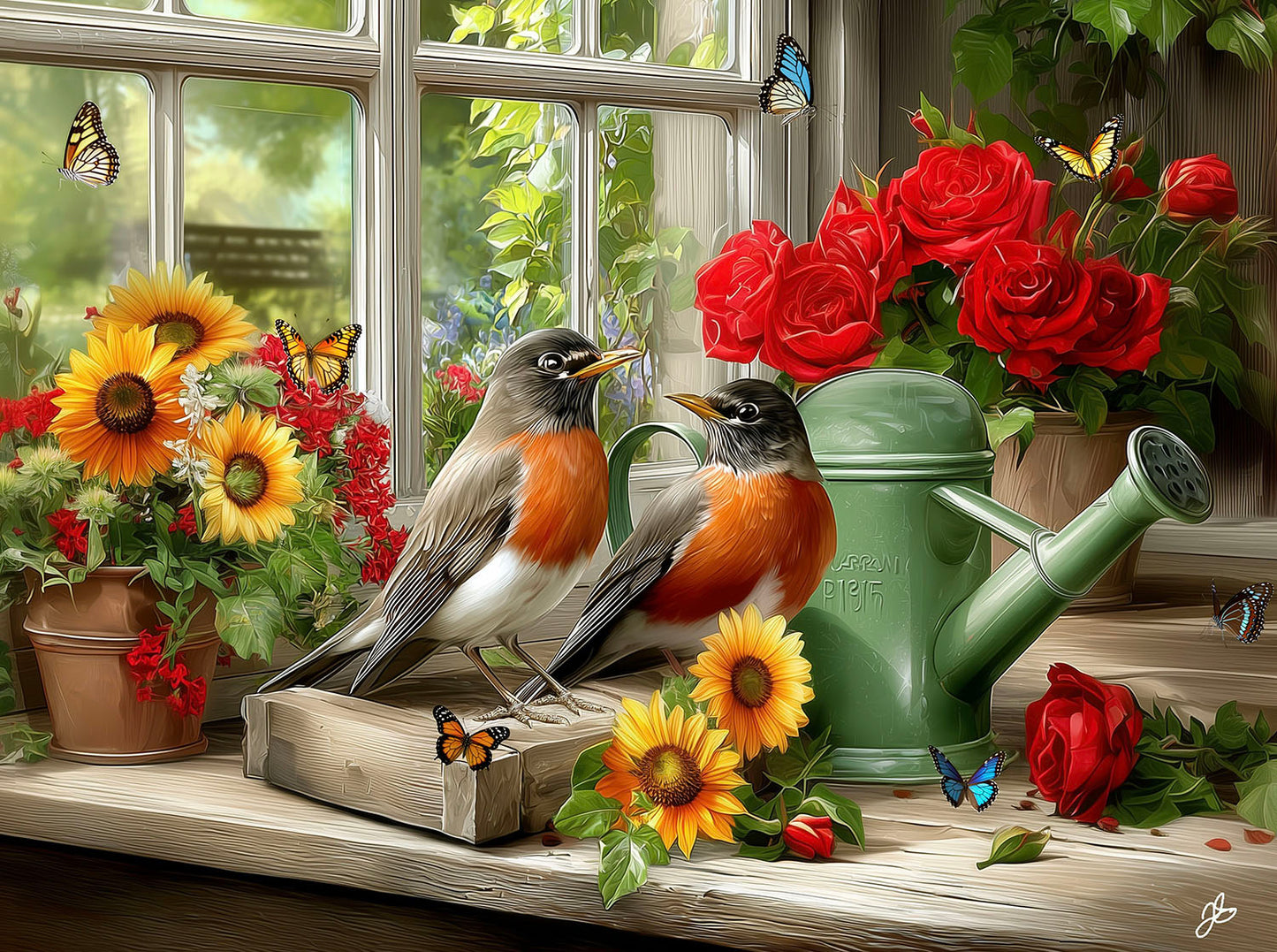 Window Sill Perch 1000 pc  Jigsaw Puzzle 77280