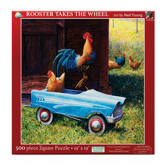 Rooster Takes the Wheel 500 pc  Jigsaw Puzzle 81010
