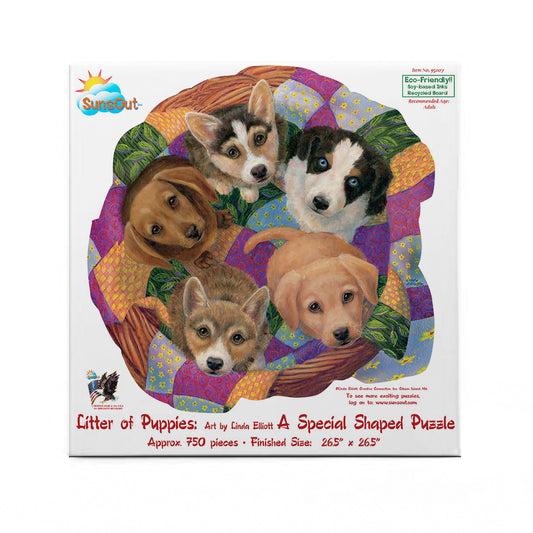 Litter of Puppies 750 pc Special Shape Jigsaw Puzzle 95007