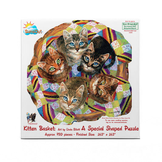 Kitten Basket 750 pc Special Shape Jigsaw Puzzle 95023
