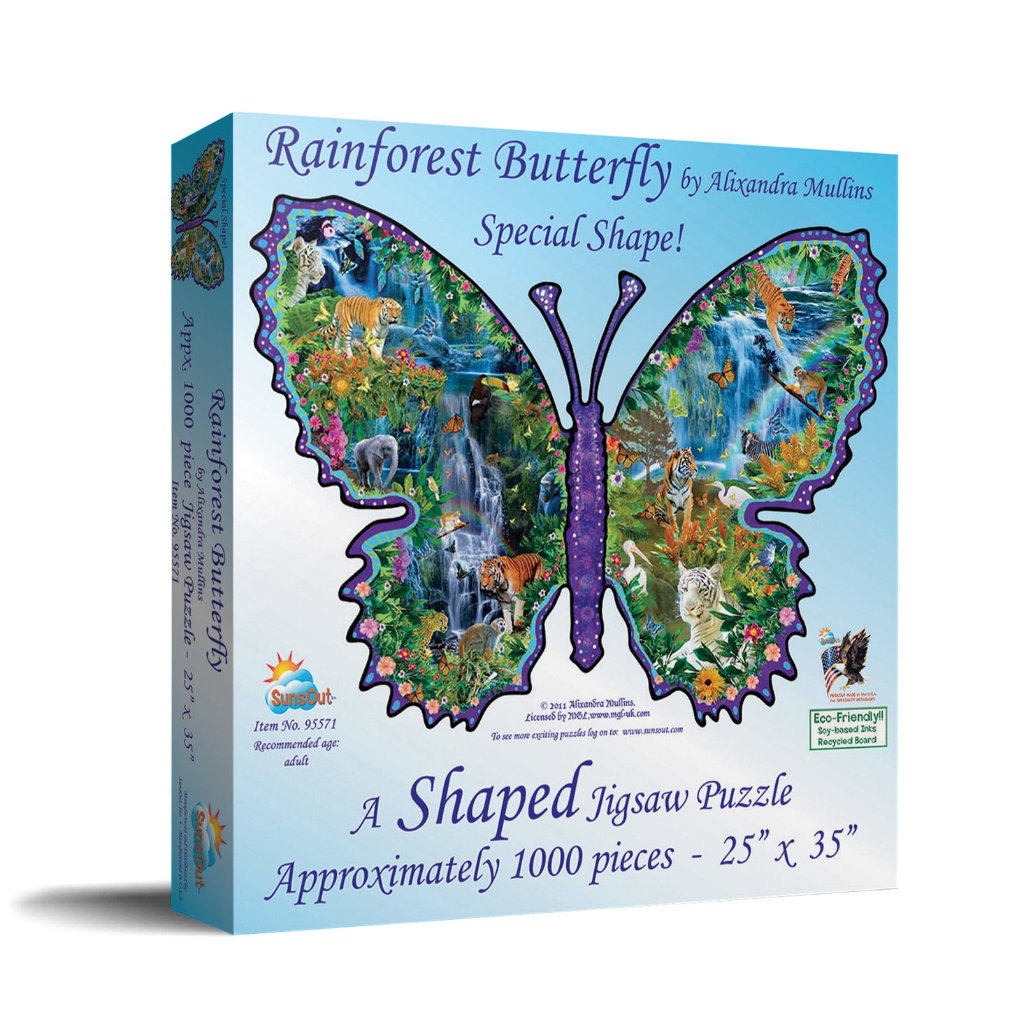 Rainforest Butterfly 1000 pc Special Shape Jigsaw Puzzle 95571