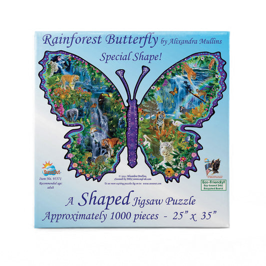 Rainforest Butterfly 1000 pc Special Shape Jigsaw Puzzle 95571