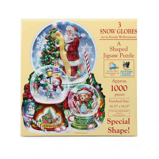 3  Snow Globes 1000 pc Special Shape Jigsaw Puzzle 96063