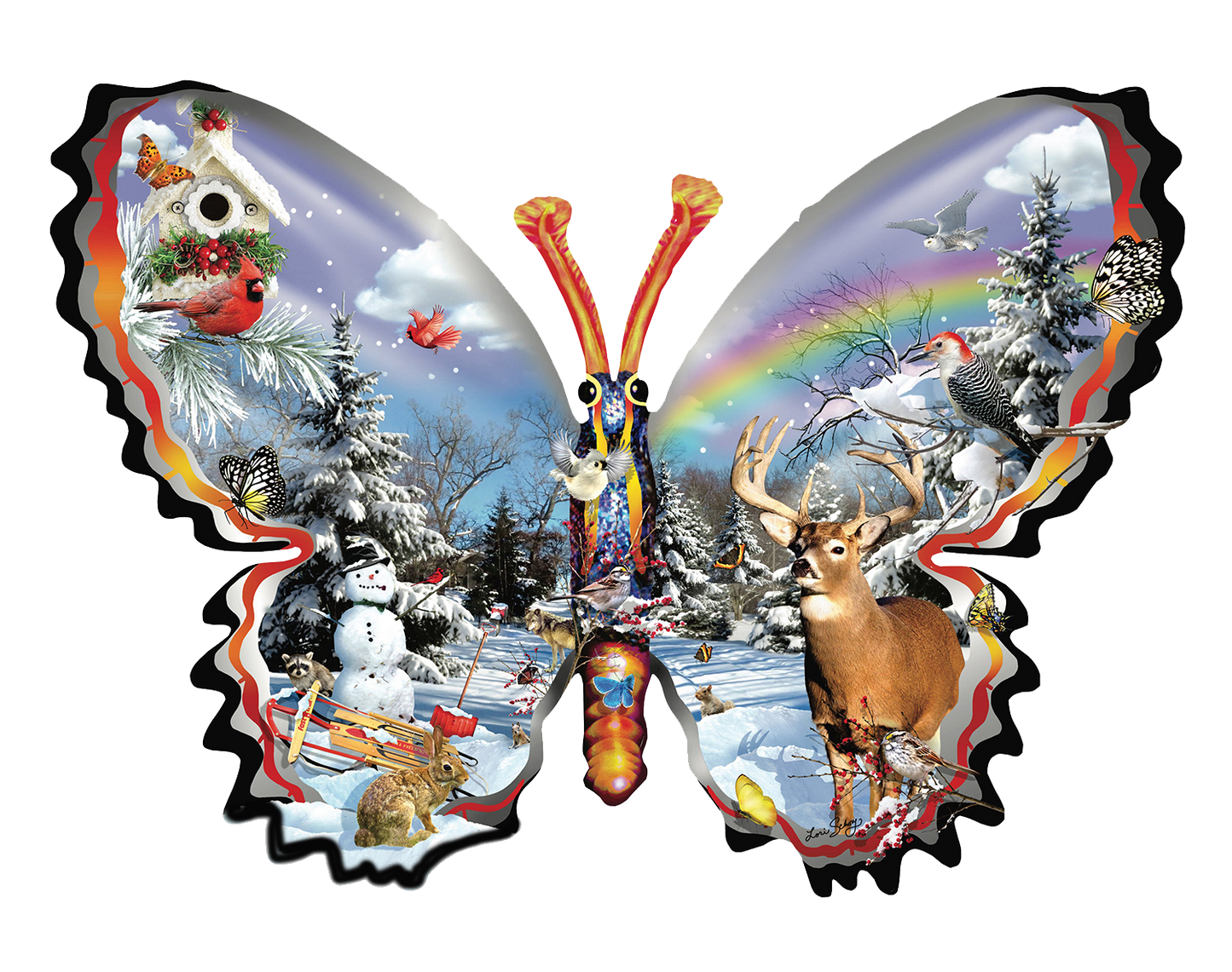 Winter Butterfly 1000 pc Special Shape Jigsaw Puzzle 97005