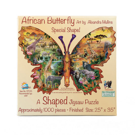 African Butterfly 1000 pc Special Shape Jigsaw Puzzle 97013