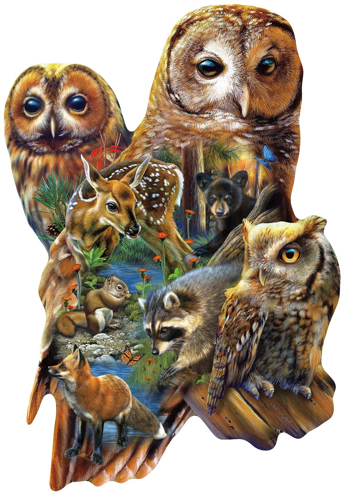 Forest Owls 1000 pc Special Shape Jigsaw Puzzle 97055