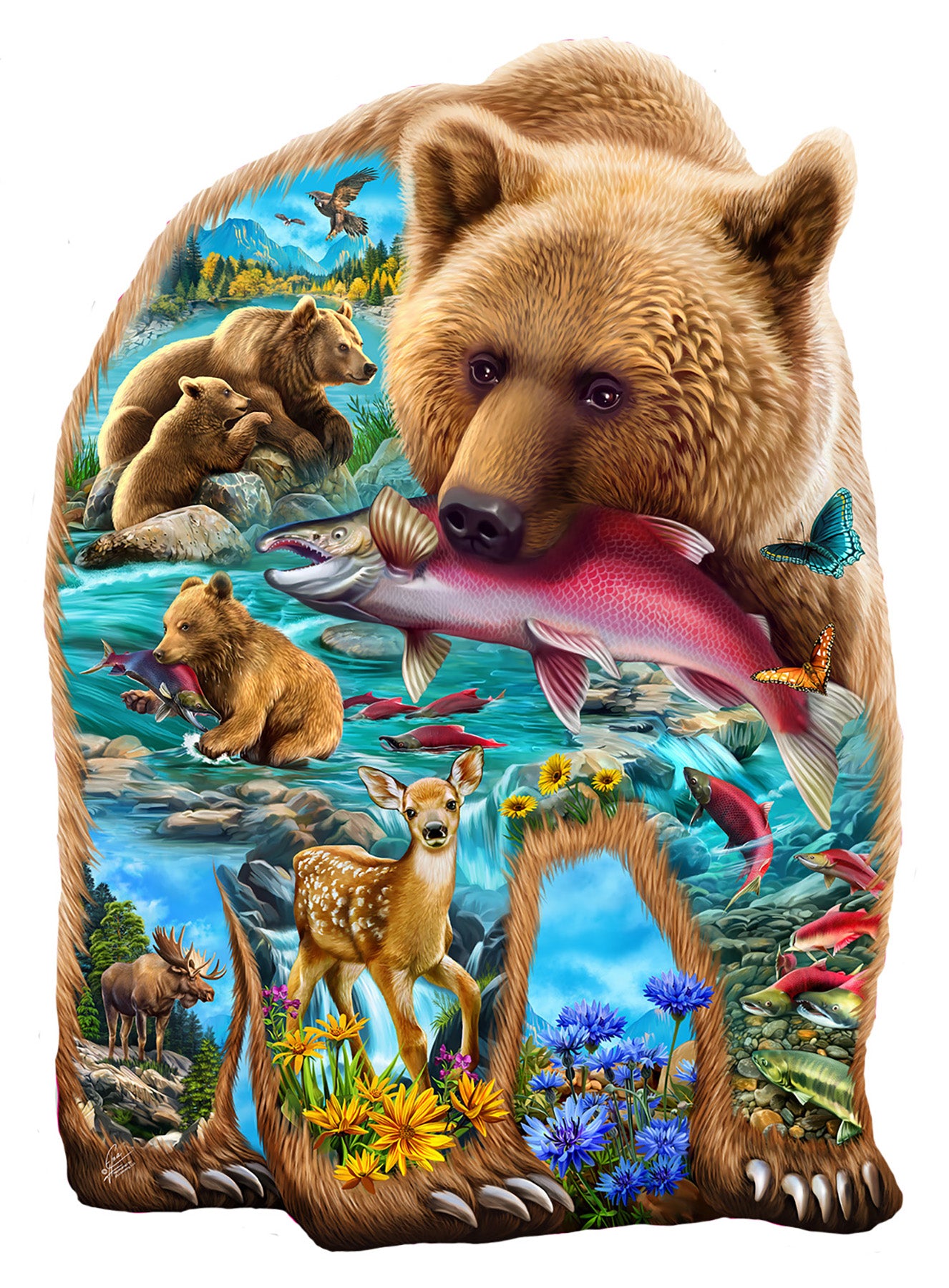 A Bear in the Woods 1000 pc Special Shape Jigsaw Puzzle 97089