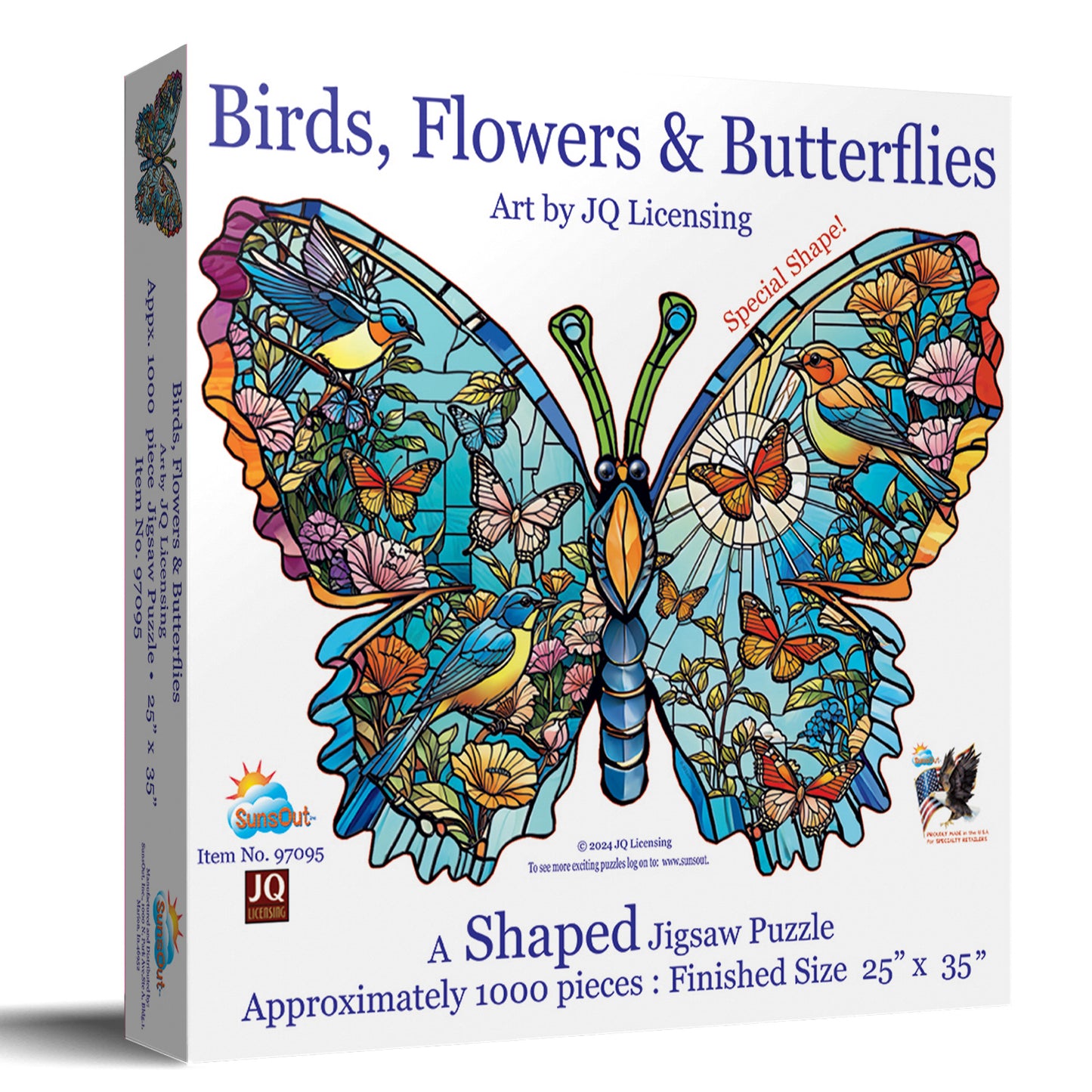 Birds, Flowers and Butterflies 1000 pc Special Shape Jigsaw Puzzle 97095