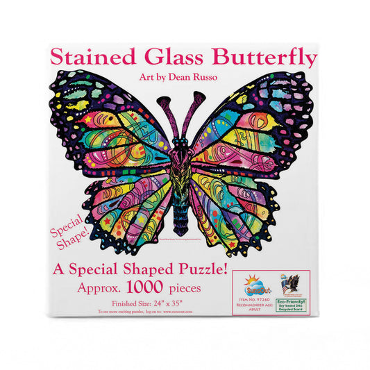 Stained Glass Butterfly 1000 pc Special Shape Jigsaw Puzzle 97260