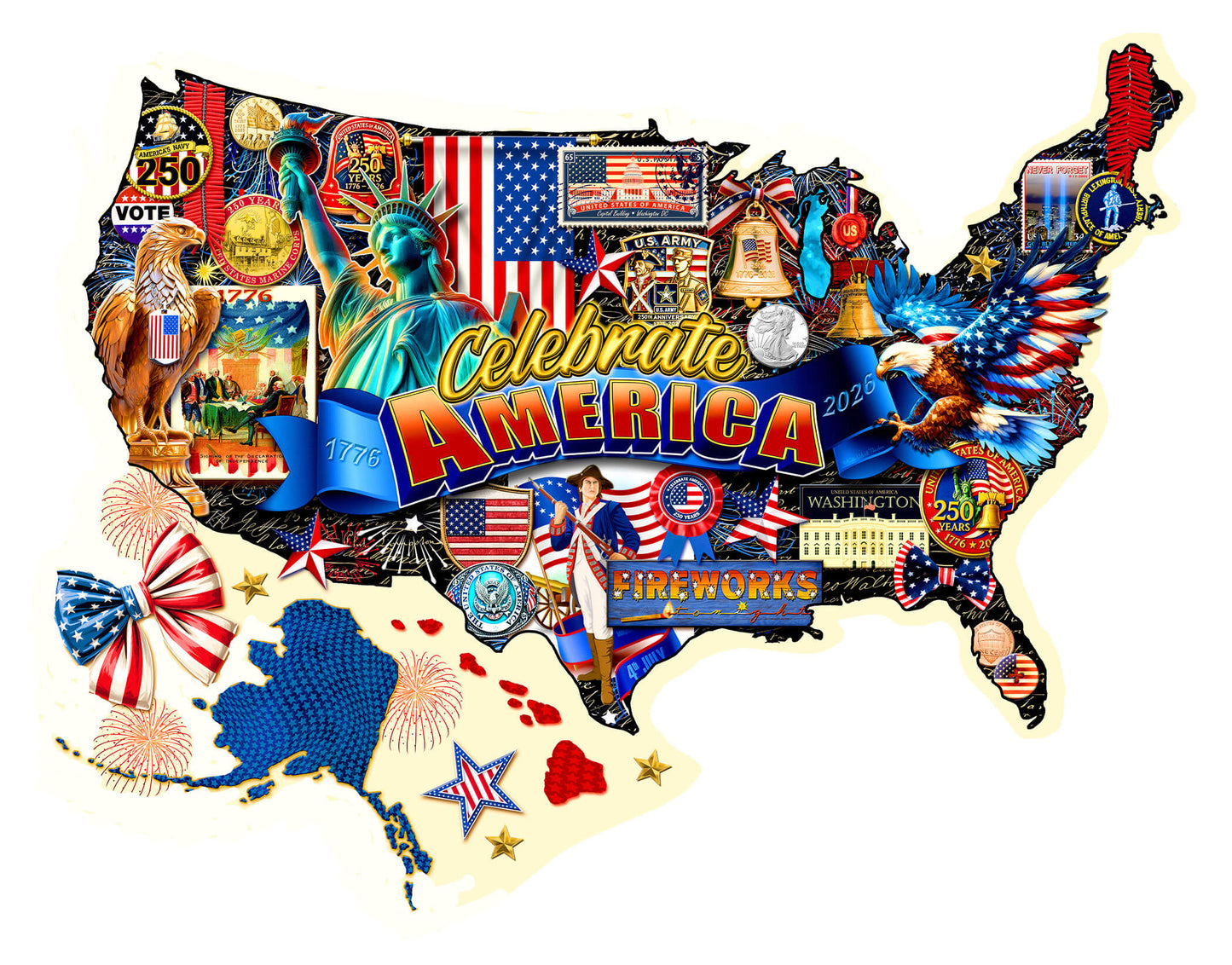 Celebrate America 250 600 pc Shape Jigsaw Puzzle 98010