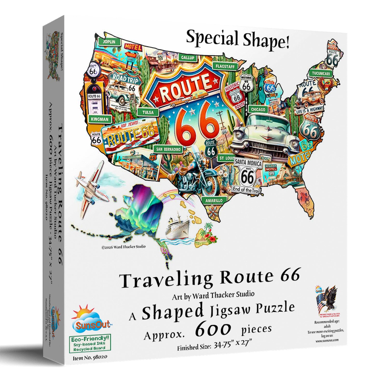 Travelling route 66 600 pc Shape Jigsaw Puzzle 98020