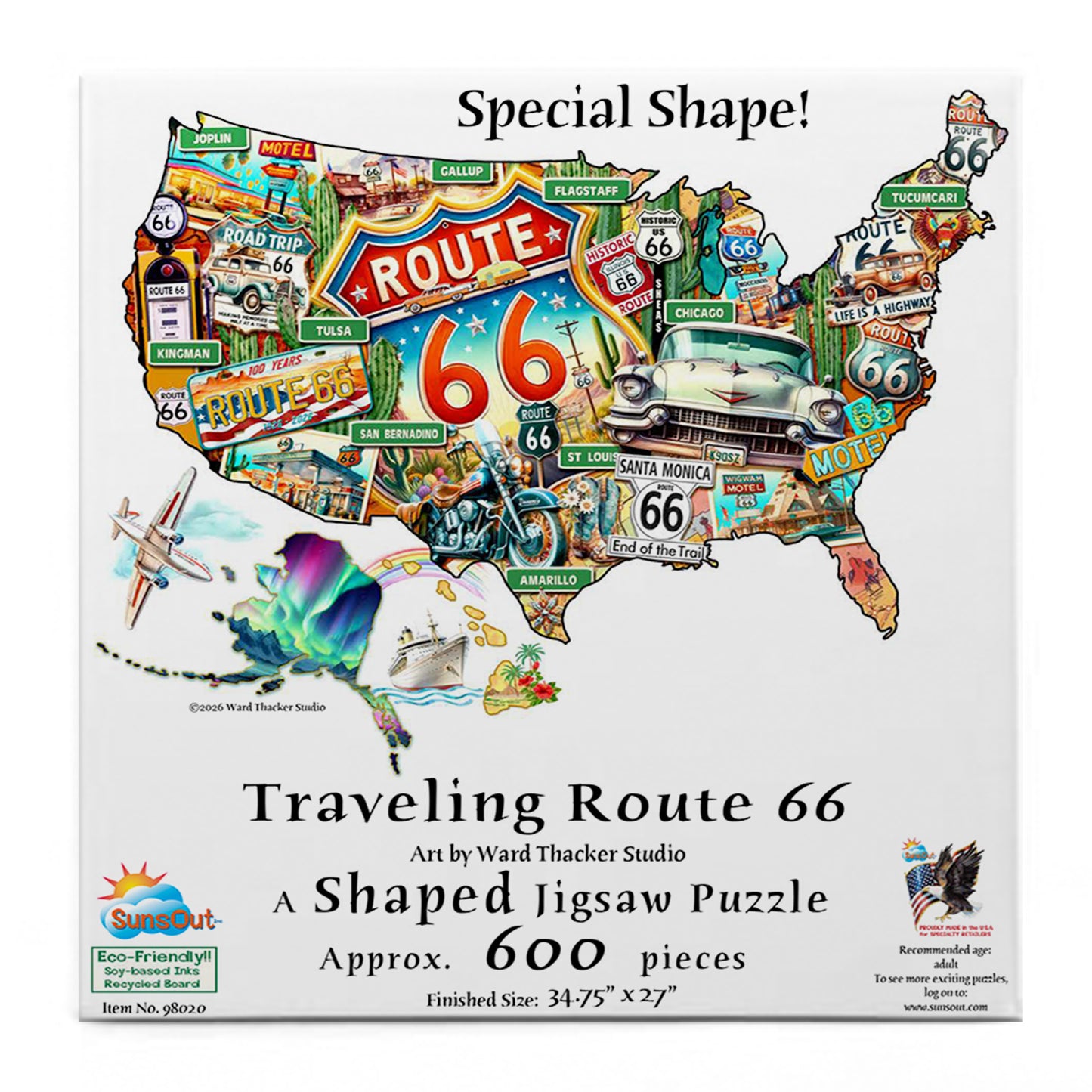 Travelling route 66 600 pc Shape Jigsaw Puzzle 98020