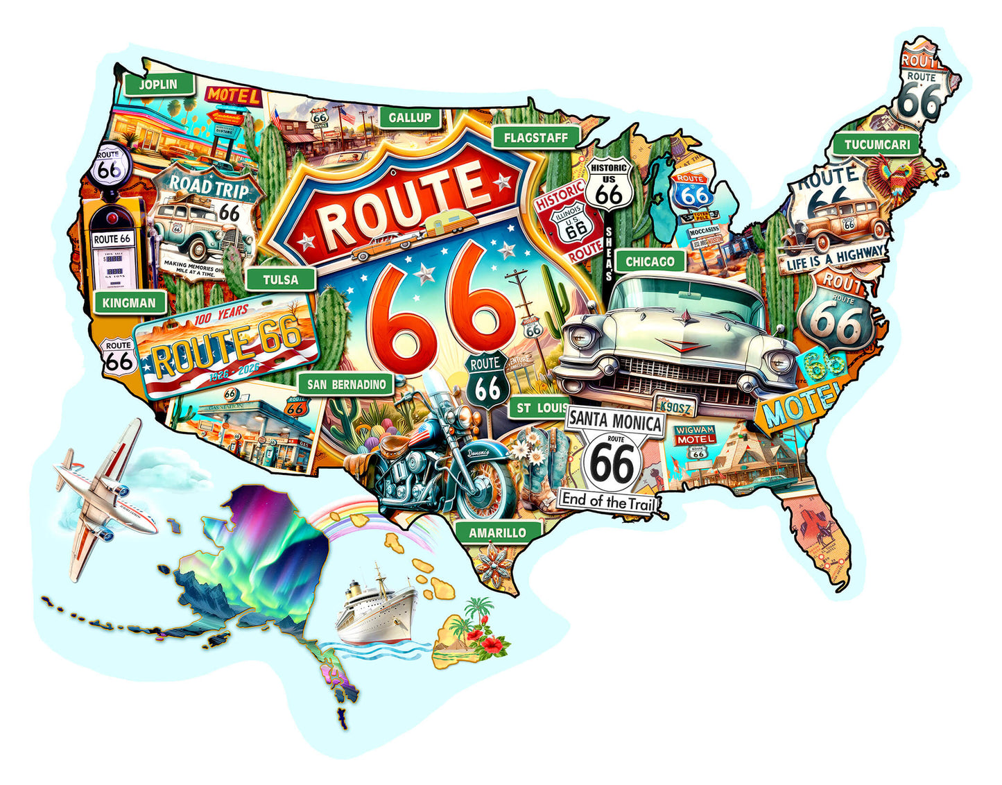 Travelling route 66 600 pc Shape Jigsaw Puzzle 98020