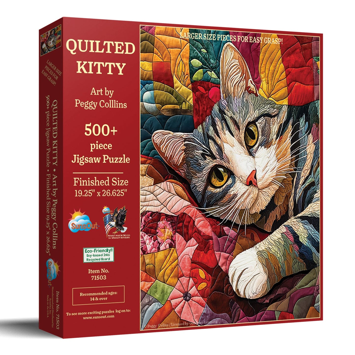 Quilted Kitty 500 pc Large Pieces Jigsaw Puzzle 71503