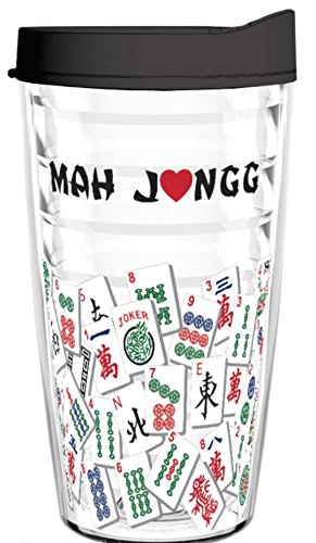 Mah Jongg Tumbler 16 oz  Drinkware (Black Lid)     MJ-16oz-Black