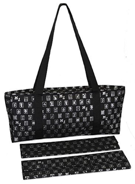 Mah Jongg Black & Silver MJ Designer Logo Soft Replacement Case, includes two matching wraps and a bonus bag, (Replacement Soft Case Only - tiles, trays, racks and pushers not included)     132643