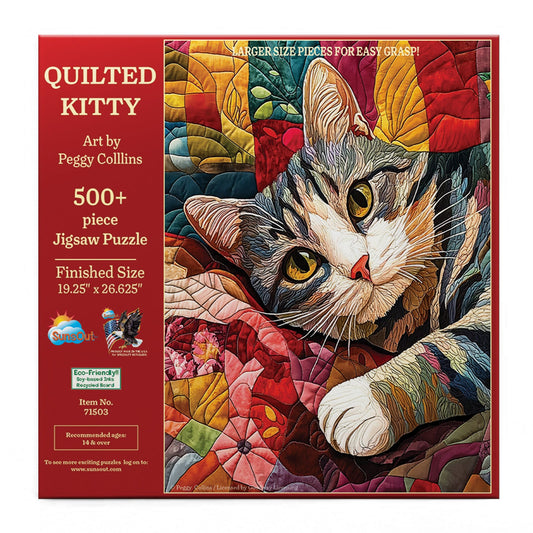 Quilted Kitty 500 pc Large Pieces Jigsaw Puzzle 71503