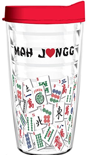 Mah Jongg Tumbler 16 oz  Drinkware (Red Lid)     SG_B0776ZS7HY_US