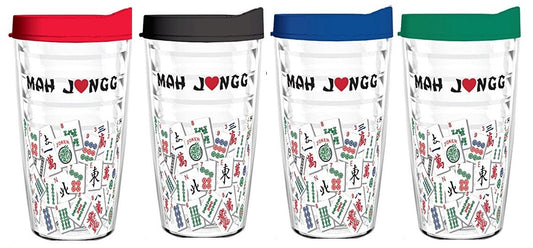 Mah Jongg Tumbler 16 oz Drinkware (4 Asst Tumblers)     MJ-16oz-4PACK