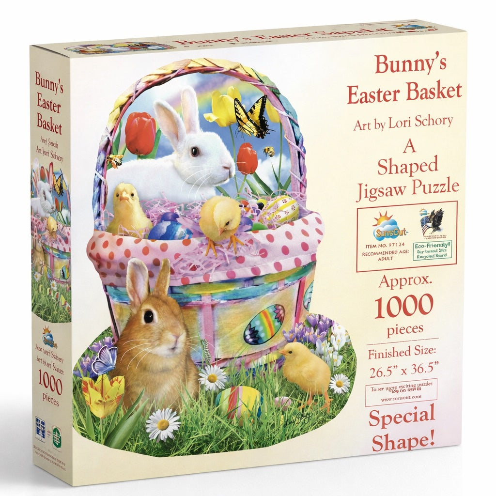 Bunny's Easter Basket 1000 pc Special Shape Jigsaw Puzzle 97124