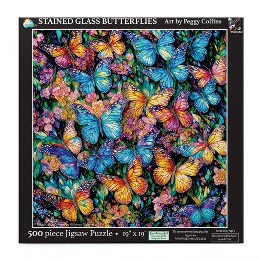 Stained Glass Butterflies 500 pc  Jigsaw Puzzle 71315